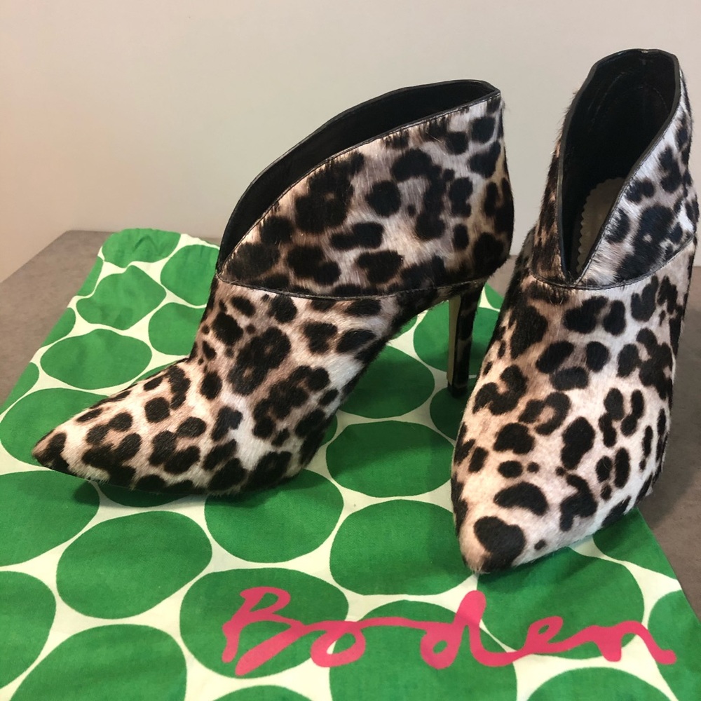 Boden Alexis Leopard Pony Hair Heel Ankle Booties